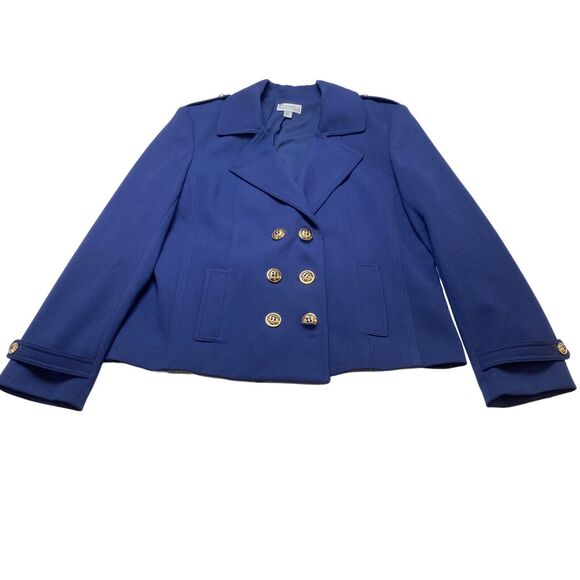 Tahari by Arthur S. Levine Peacoat Jacket Women's Size 16 Blue Double Breasted - Picture 9 of 16
